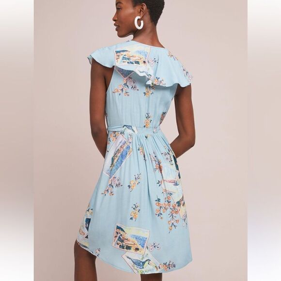 Anthropologie Maeve Rosalia Wrap Dress Blue Women’s 8 - Picture 1 of 4